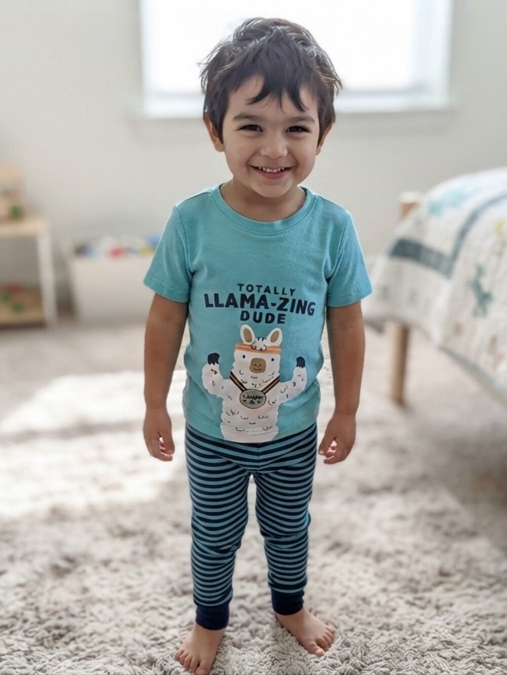Carter's 4T Llama Pajama Set - Light Blue and Navy